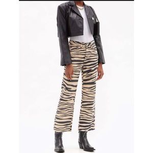 Re/done's beige and black tiger-print 70s Jeans, Size 26 NWT!